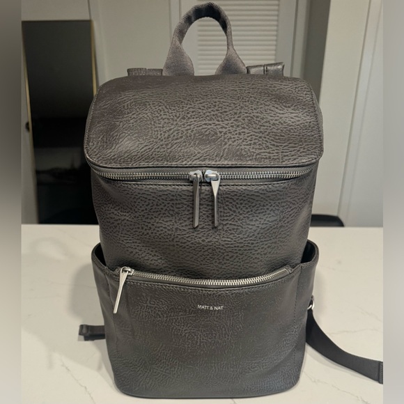 Matt & Nat Charcoal Textured Vegan Leather Backpack